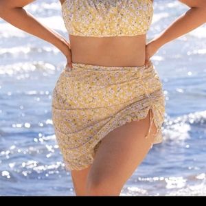 Yellow Floral Swim Bikini Cover-up 2X